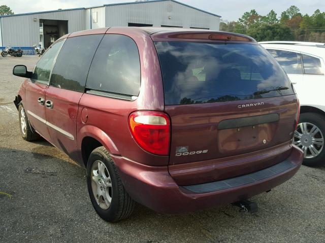 1D4GP25303B163705 - 2003 DODGE CARAVAN SE MAROON photo 3