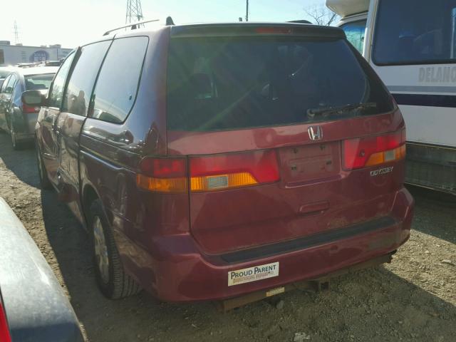 2HKRL18682H565082 - 2002 HONDA ODYSSEY EX RED photo 3