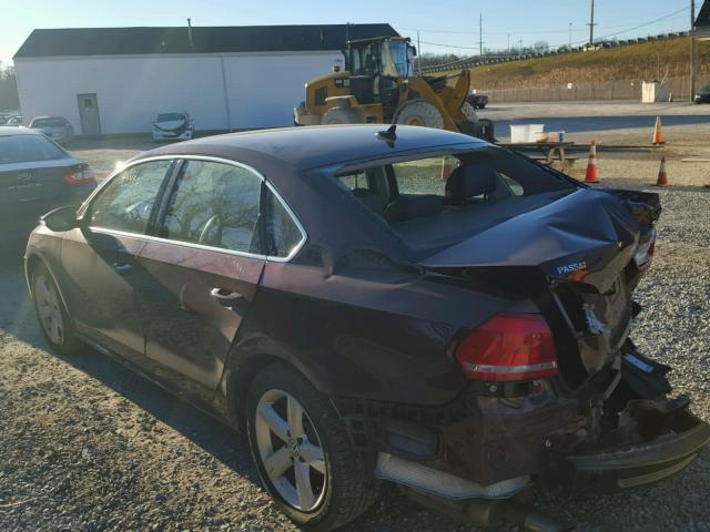 1VWBH7A38CC045142 - 2012 VOLKSWAGEN PASSAT SE MAROON photo 3