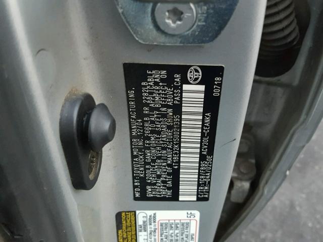 4T1BE32K15U021395 - 2005 TOYOTA CAMRY LE SILVER photo 10