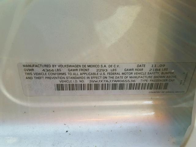 3VWJX7AJ7AM065536 - 2010 VOLKSWAGEN JETTA S Gümüş foto 10