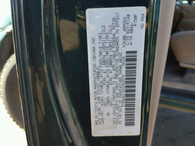 5TBBN44133S352875 - 2003 TOYOTA TUNDRA ACC GREEN photo 10