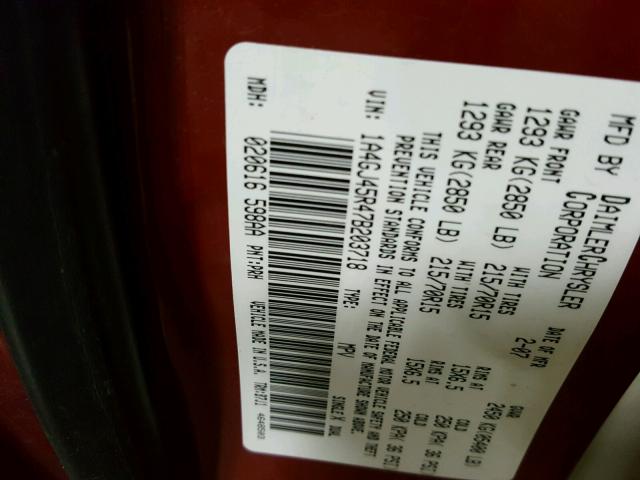 1A4GJ45R47B203718 - 2007 CHRYSLER TOWN & COU Qırmızı foto 10