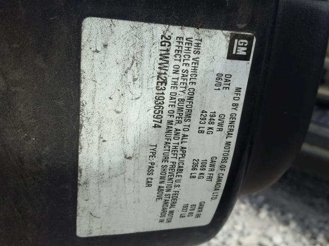 2G1WW12E319365974 - 2001 CHEVROLET MONTE CARL ლურჯი ფოტო 10