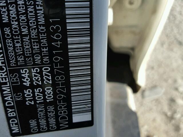 WDBRF92H87F914631 - 2007 MERCEDES-BENZ C 280 4MAT WHITE photo 10