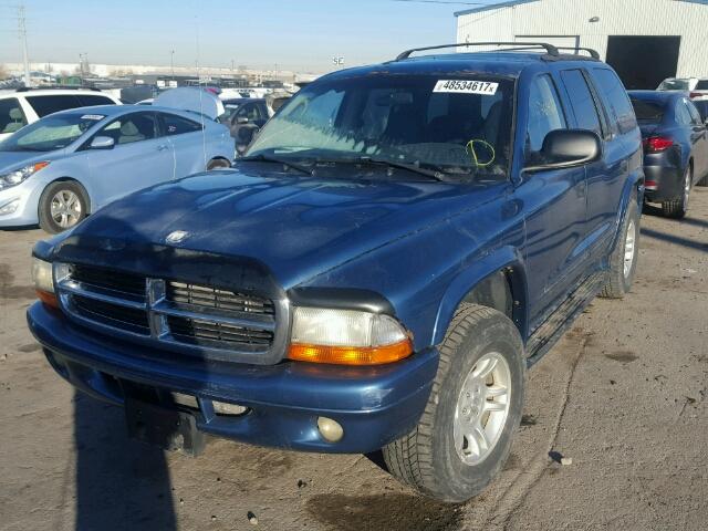 1B4HS48Z52F210369 - 2002 DODGE DURANGO SL BLUE photo 2