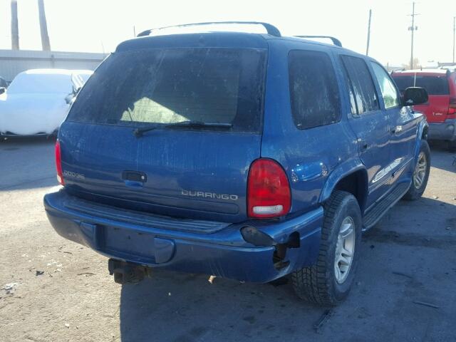 1B4HS48Z52F210369 - 2002 DODGE DURANGO SL BLUE photo 4