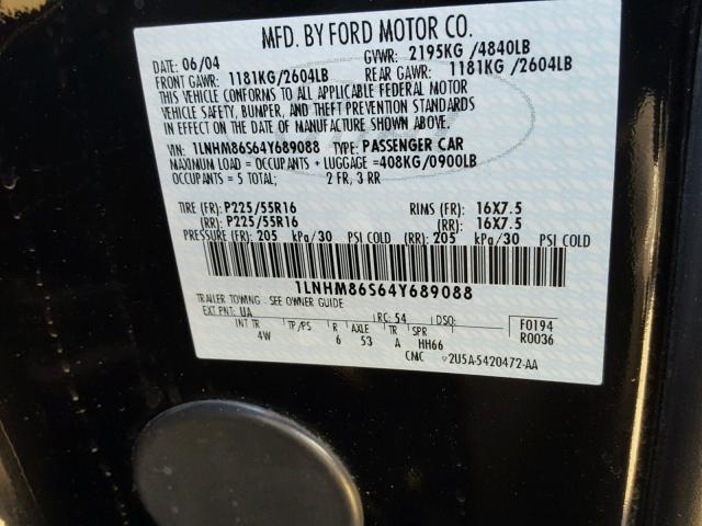 1LNHM86S64Y689088 - 2004 LINCOLN LS 黑色 照片 10