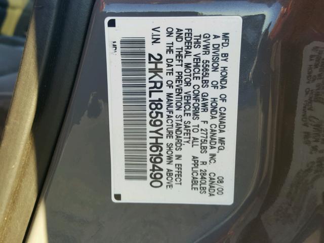 2HKRL1859YH619490 - 2000 HONDA ODYSSEY LX GRAY photo 10