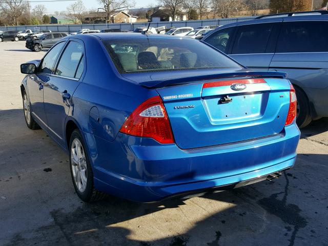 3FAHP0HA5CR101525 - 2012 FORD FUSION SE BLUE photo 3