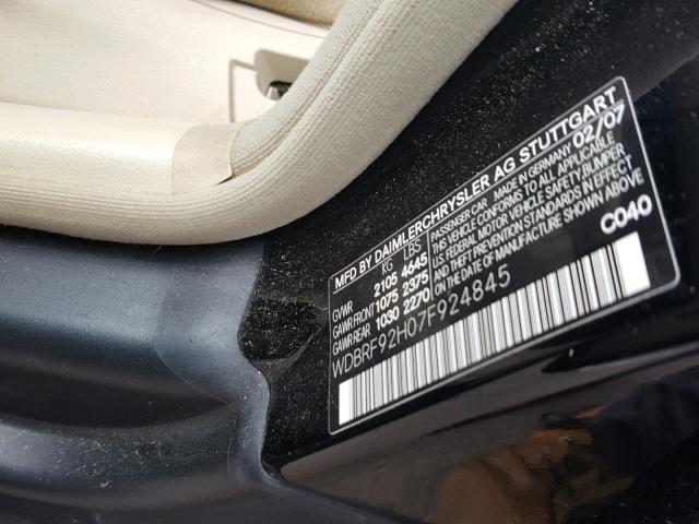 WDBRF92H07F924845 - 2007 MERCEDES-BENZ C 280 4MAT BLACK photo 10