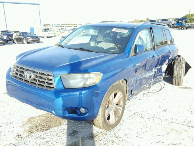 JTEDS43A882012920 - 2008 TOYOTA HIGHLANDER BLUE photo 2