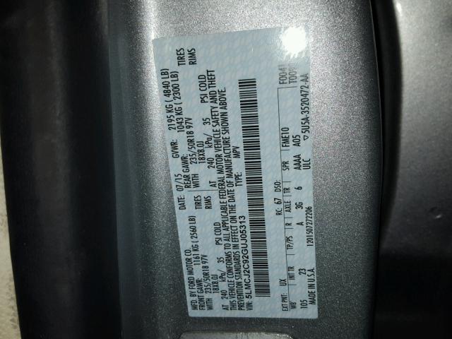 5LMCJ2C92GUJ05313 - 2016 LINCOLN MKC SELECT SILVER photo 10