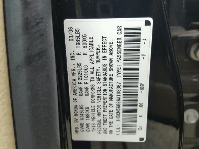 1HGCM56866A109367 - 2006 HONDA ACCORD EX BLACK photo 10