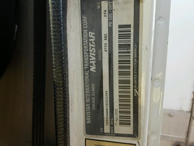 1HTSCABM01H324349 - 2001 INTERNATIONAL 4000 4700 WHITE photo 10