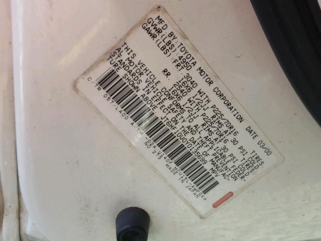 JT6HF10U0Y0135699 - 2000 LEXUS RX 300 WHITE photo 10