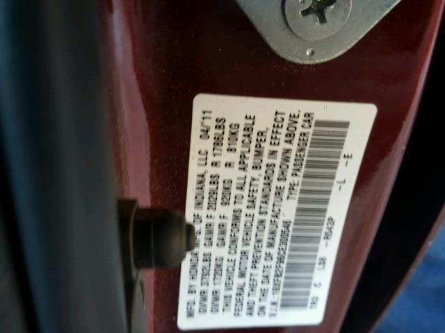 19XFB2F96CE300546 - 2012 HONDA CIVIC EXL 栗色 照片 10