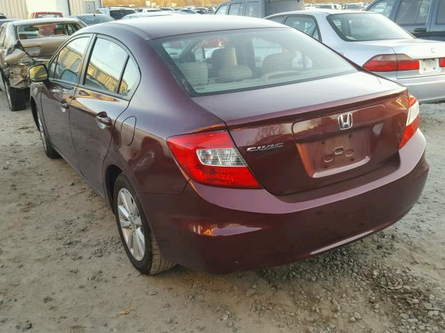 19XFB2F96CE300546 - 2012 HONDA CIVIC EXL MAROON photo 3