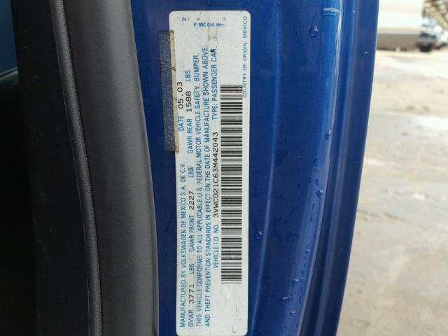 3VWCD21C63M442043 - 2003 VOLKSWAGEN NEW BEETLE 蓝色 照片 10