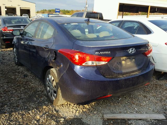 5NPDH4AE3DH176996 - 2013 HYUNDAI ELANTRA GL BLUE photo 3