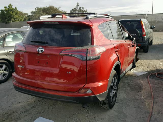 2T3ZFREV7GW256754 - 2016 TOYOTA RAV4 LE RED photo 4