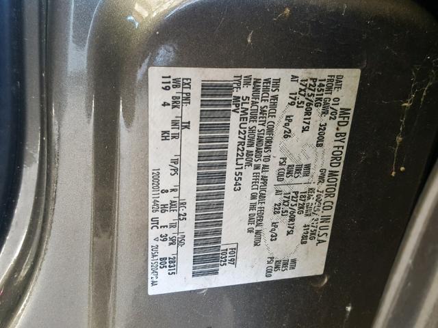 5LMEU27R22LJ15543 - 2002 LINCOLN NAVIGATOR 灰色 照片 10