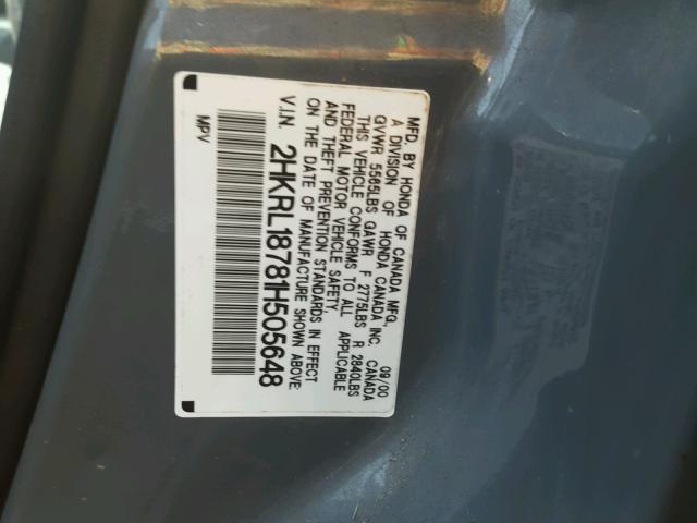 2HKRL18781H505648 - 2001 HONDA ODYSSEY EX GRAY photo 10