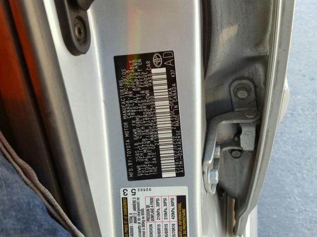 2T1BR32E56C575900 - 2006 TOYOTA COROLLA CE SILVER photo 10