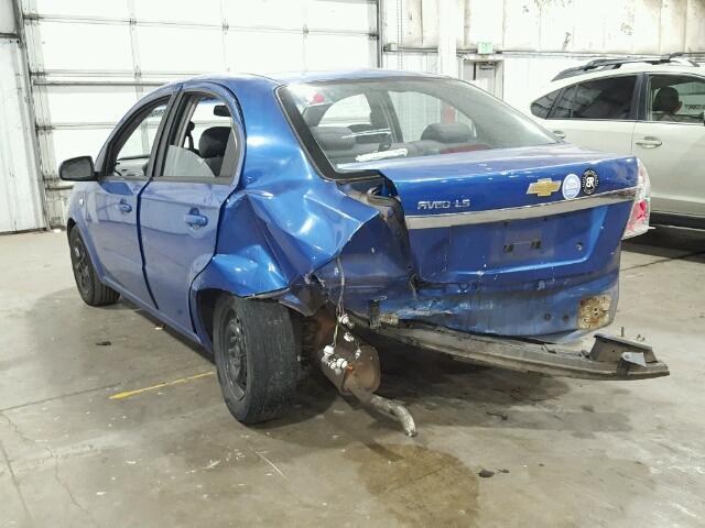 KL1TD56657B074613 - 2007 CHEVROLET AVEO BASE Կապույտ լուսանկար 3