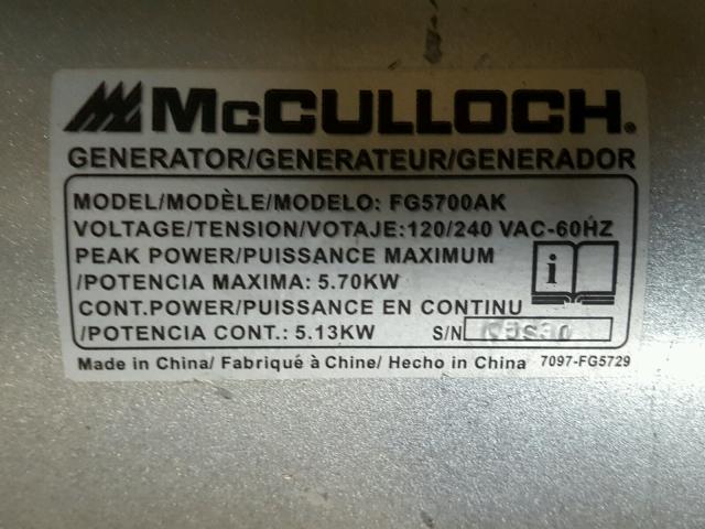 0005H0016219 - 2005 MCCL GENERATOR YELLOW photo 9