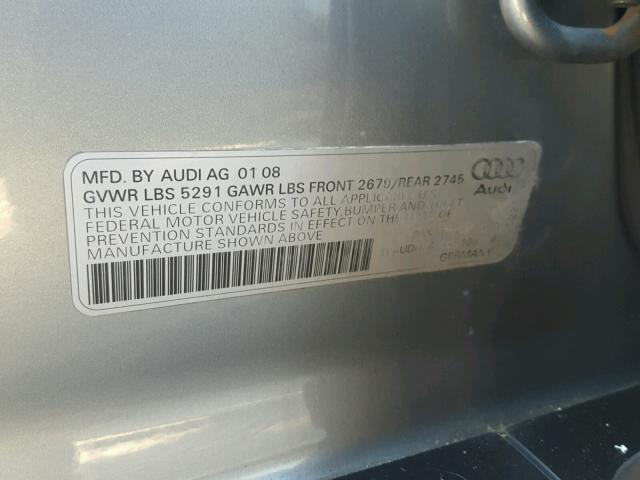 WAUDH74F68N103064 - 2008 AUDI A6 3.2 QUA GRAY photo 10