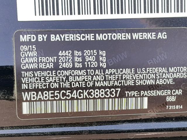 WBA8E5C54GK388337 - 2016 BMW 328 D BLACK photo 10