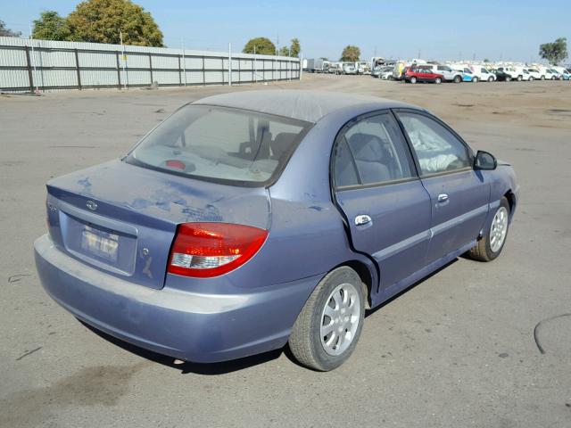 KNADC125546339358 - 2004 KIA RIO BLUE photo 4