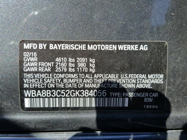 WBA8B3C52GK384056 - 2016 BMW 340 I Graphite photo 10