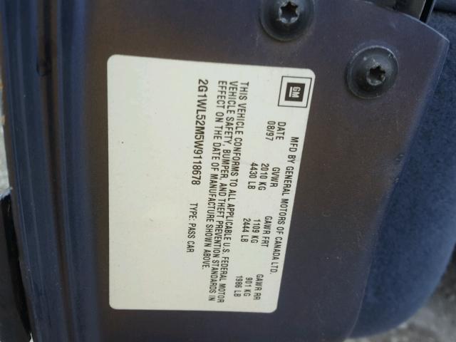 2G1WL52M5W9118678 - 1998 CHEVROLET LUMINA BAS BLUE photo 10