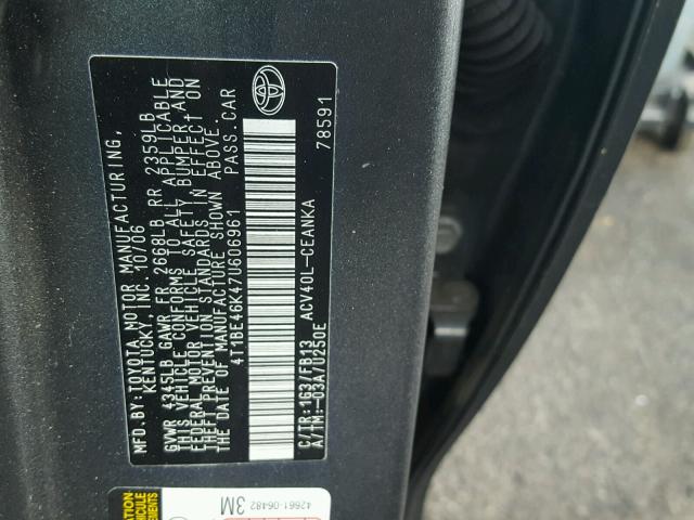 4T1BE46K47U606961 - 2007 TOYOTA CAMRY NEW CHARCOAL photo 10