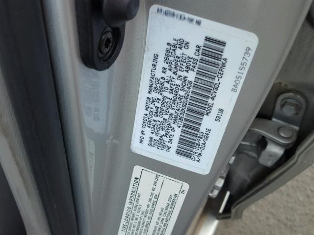 4T1BE32K92U626406 - 2002 TOYOTA CAMRY LE SILVER photo 10