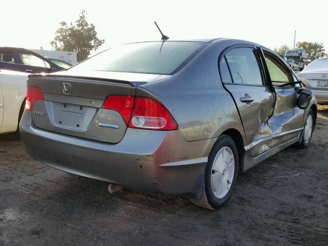 JHMFA36287S031592 - 2007 HONDA CIVIC HYBR GRAY photo 4