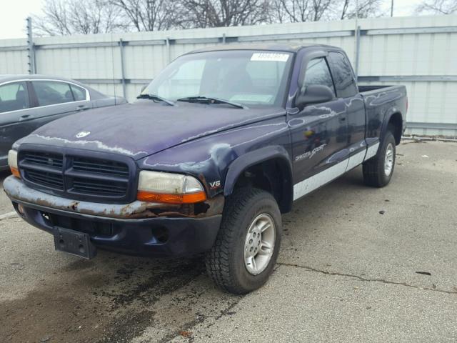 1B7GG22X9WS680266 - 1998 DODGE DAKOTA BLUE photo 2