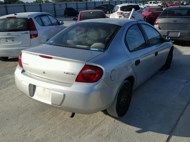 1B3ES26CX4D546267 - 2004 DODGE NEON BASE SILVER photo 4