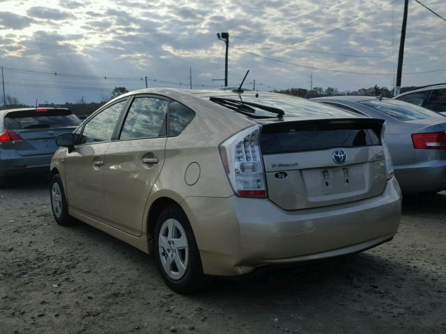 JTDKN3DUXB0261759 - 2011 TOYOTA PRIUS GOLD photo 3