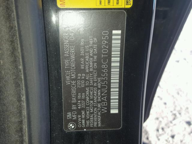 WBANU53568CT02950 - 2008 BMW 528 I BLACK photo 10