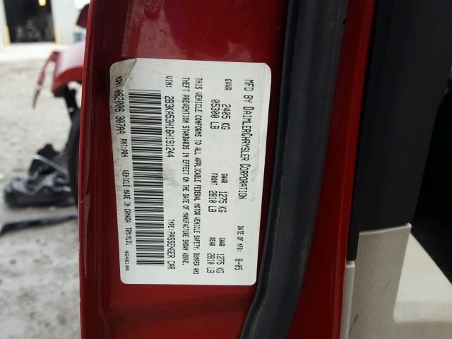 2B3KA53H16H191244 - 2006 DODGE CHARGER R/ RED photo 10