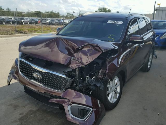 5XYPG4A3XGG129149 - 2016 KIA SORENTO LX MAROON photo 2