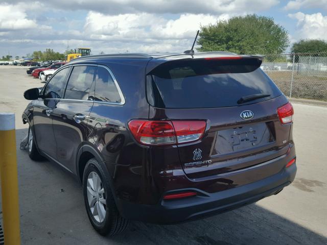 5XYPG4A3XGG129149 - 2016 KIA SORENTO LX MAROON photo 3