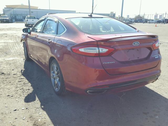 3FA6P0K93DR266142 - 2013 FORD FUSION TIT RED photo 3