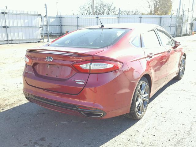 3FA6P0K93DR266142 - 2013 FORD FUSION TIT RED photo 4