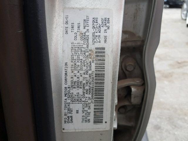 JT3HN86R810358770 - 2001 TOYOTA 4RUNNER SILVER photo 10