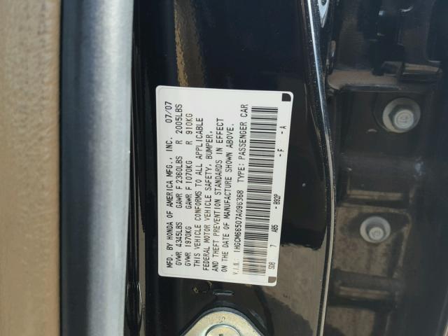 1HGCM66507A096368 - 2007 HONDA ACCORD EX BLACK photo 10