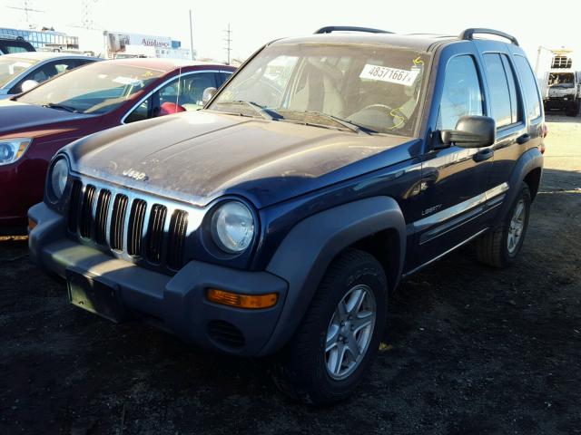 1J4GL48K54W108016 - 2004 JEEP LIBERTY SP BLUE photo 2